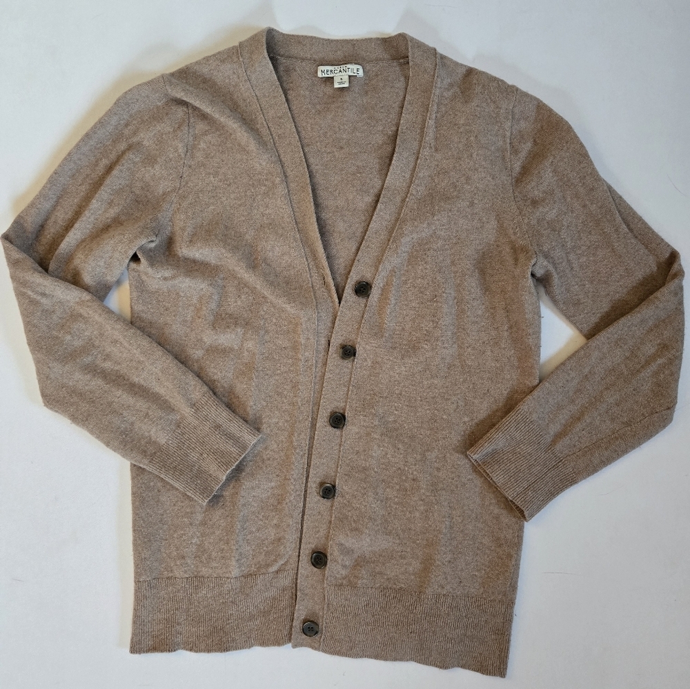 J.Crew wool cotton button down cardigan neutral beige brown tan size S